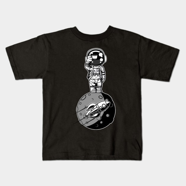 Astronaut Standing on The Moon Kids T-Shirt by ArtisticParadigms